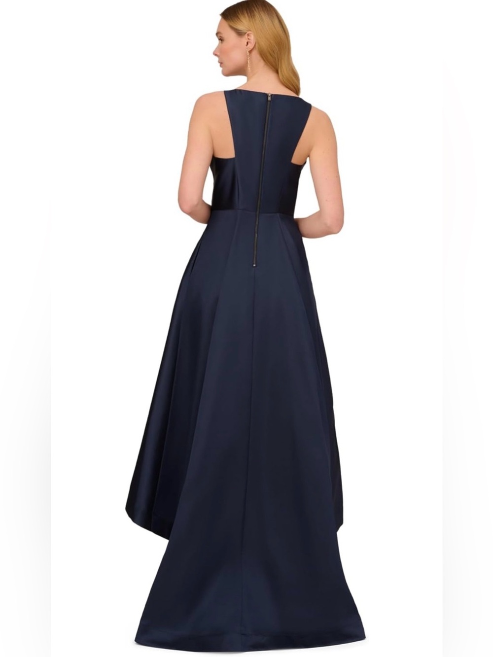 Adrianna Papell Women’s Mikado High Low Formal Evening Gown/ Dress - Navy Sz 12 - Picture 2 of 10